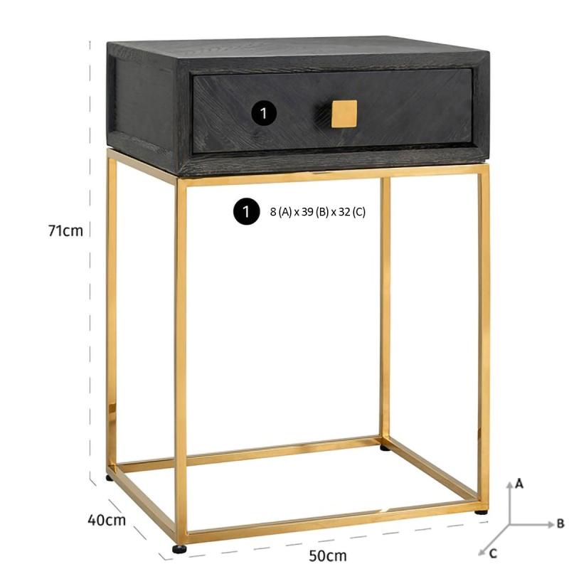 Furinno Tidur Nachttisch – Schlankes Design In Französische Eiche/Schwarz | Mit 2 Ablageflächen | Platzsparend Für Kleine Schlafzimmer