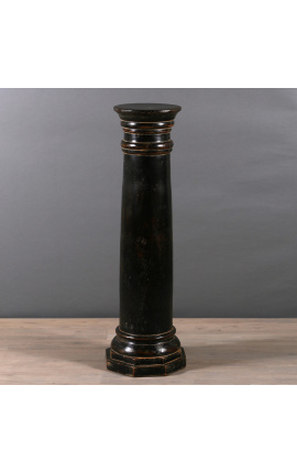 Grande coluna de pedestal em madeira preta patinada - Tamanho L