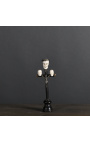 Crucifix (Taille S) "Memento Mori" en bois noir, métal et corne