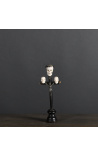 Crucifix (Size S) Memento Mori in black wood, metal and horn