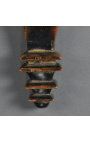 Kvadratinių Viktorijos laikų šviestuvų pora iš patinuotos juodos medienos