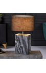 "Booni" rektangulær bordlampe i svart marmor og sølv-farge metall