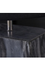 Lámpara de mesa rectangular Booni en mármol negro y metal plateado