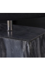 Επιτραπέζιο φωτιστικό "Booni" παραλληλόγραμμο από μαύρο μάρμαρο και μέταλλο σε ασημί χρώμα