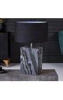 Lampada da tavolo rettangolare "Booni" in marmo nero e metallo color argento