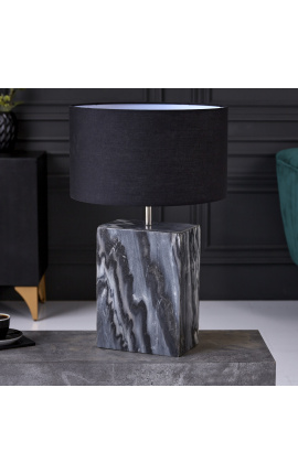 Candeeiro de mesa retangular "Booni" em mármore preto e metal prateado