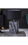 Booni obdĺžniková stolová lampa z čierneho mramoru a strieborného kovu