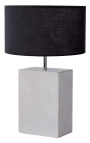 Lampada da tavolo rettangolare "Booni" in marmo bianco e metallo color argento