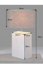 Llum de taula rectangular "Booni" de marbre blanc i metall color plata