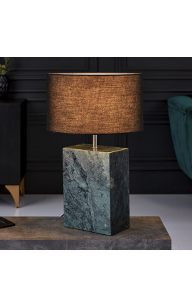 "Booni" lampada da tavolo rettangolare in marmo verde e metallo color argento