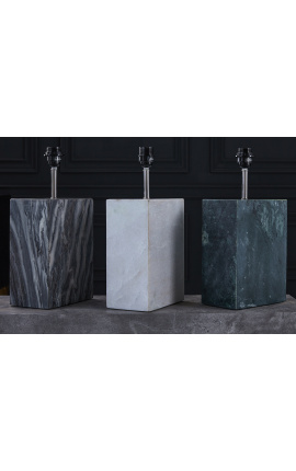 &quot;Booni&quot; rectangular table lamp in green marble and silver-coloured metal