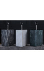 "Booni" rectangular table lamp in green marble and silver-coloured metal