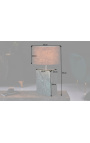 "Booni" rectangular table lamp in green marble and silver-coloured metal