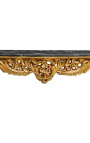 Konsola barokowa Ludwika XV Rocaille złocone drewno i czarny marmur