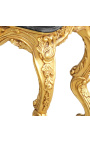 Console de style baroque Louis XV Rocaille en bois doré et marbre noir