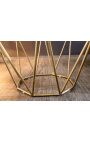 Octagonaal "Diamant" side tafel met groen marmer top en brass-kleur metaal