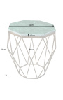 Table d'appoint "Diamo" octogonale plateau marbre vert et métal couleur laiton