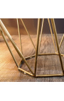 Octagonaal "Diamant" side tafel met witte marmer top en brass-kleur metaal