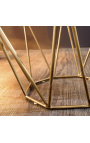 Octagonal "Diamo" sidebord med hvit marmor topp og brass-farge metall