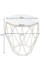 Octagonal "Diamo" side table with white marble top and brass-colored metal