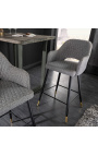 Ensemble de 2 chaises de bar "Madrid" design en velours gris clair