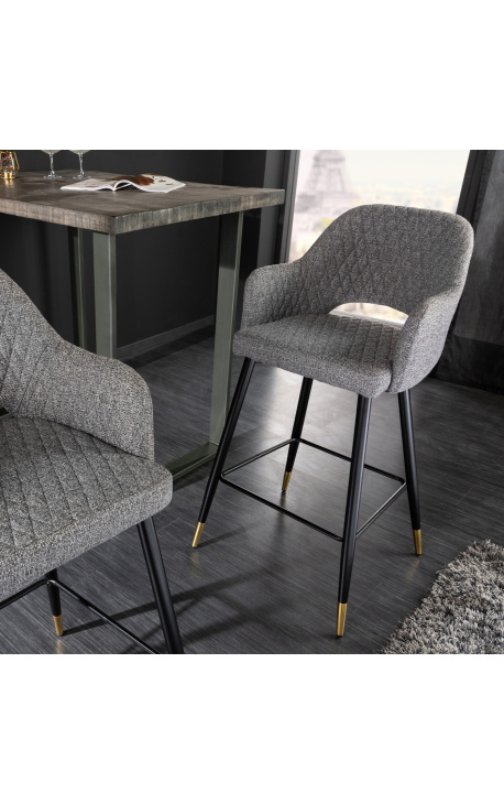 Ensemble de 2 chaises de bar "Madrid" design en velours gris clair