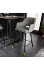 2 bar stoelen "Madrid" ontwerp in licht grijze velvet