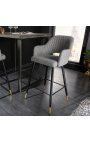 Conjunto de 2 cadeiras de bar de design "Madrid" em veludo cinza claro