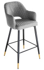 2 bar stoelen "Madrid" ontwerp in licht grijze velvet