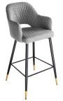 Ensemble de 2 chaises de bar "Madrid" design en velours gris clair