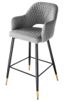Ensemble de 2 chaises de bar "Madrid" design en velours gris clair