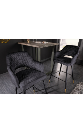 Ensemble de 2 chaises de bar &quot;Madrid&quot; design en velours gris