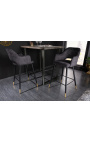 Ensemble de 2 chaises de bar "Madrid" design en velours gris