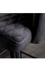 Ensemble de 2 chaises de bar "Madrid" design en velours gris