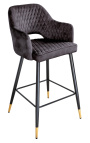 Set of 2 bar chairs "Madrid" design in grey velvet