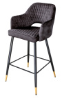 Ensemble de 2 chaises de bar "Madrid" design en velours gris