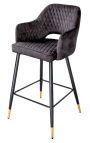 Conjunto de 2 cadeiras de bar de design "Madrid" em veludo cinza