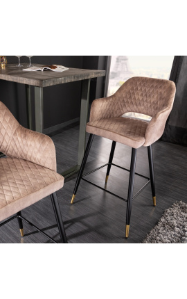 Set of 2 bar chairs "Madrid" design in greek velvet