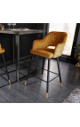 Conjunt de 2 cadires de bar de disseny "Madrid" de vellut groc mostassa
