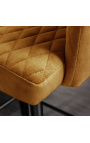 Ensemble de 2 chaises de bar "Madrid" design en velours jaune moutarde