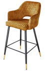 Conjunto de 2 sillas de bar "Madrid" diseño en mostaza de terciopelo amarillo