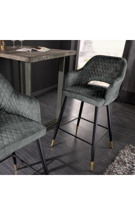 Conjunto de 2 sillas "Madrid" de diseño en terciopelo gris gris gris gris