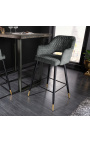 Ensemble de 2 chaises de bar "Madrid" design en velours gris-vert