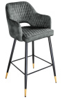 Conjunto de 2 sillas "Madrid" de diseño en terciopelo gris gris gris gris