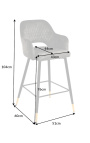 Ensemble de 2 chaises de bar "Madrid" design en velours gris-vert