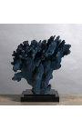 Coral Stylophora Pistillata blau muntat sobre base de fusta - Model 1