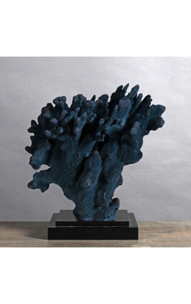 Coral Stylophora Pistillata azul montado en base de madera - Modelo 1