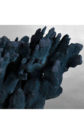 Coral Stylophora Pistillata azul montado en base de madera - Modelo 1