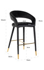 Cadeira alta design "Siara" em veludo preto com pernas douradas