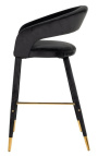 Design "Siara" krzesło barowe w czarnym velvetie z złotymi nogami
